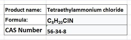 Tetraethylammonium Chloride - Colorless Crystalline Solid, High Purity 99%, Water Soluble, Melting Point 200-203Â°C