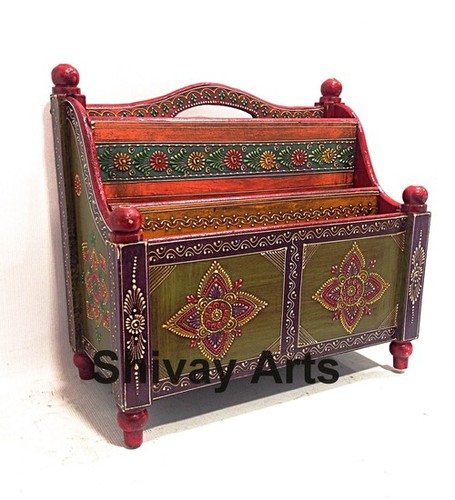 Wooden Fine Embossed Multicolored Magazine Holder Book Holder Newspaper Holder
