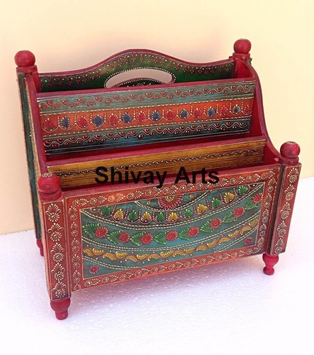 Wooden Fine Embossed Multicolored Magazine Holder Book Holder Newspaper Holder