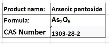 Arsenic Pentoxide - White Solid As2O5 99.9% Purity | High Purity Stable Versatile Industrial Grade