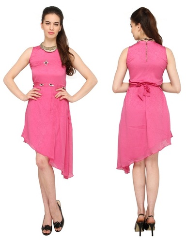 Bedazzle Women's High Low Pink Dress