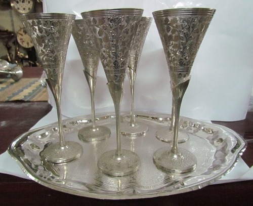 Brass Wine Sets - Etched Design, Varied Sizes | Elegant, Durable, Smooth Finish, Proficient Craftsmanship