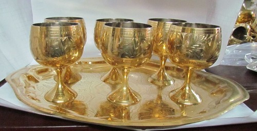 Brass Wine Sets - Varied Sizes, Gold | Elegant Design, Durable, Smooth Finish, Attractive Appearance, Proficient Craftsmanship