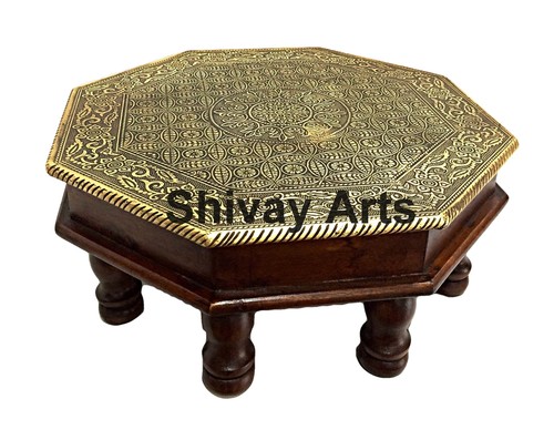 Wooden/MDF & Brass Handcrafted Chowki Bajot