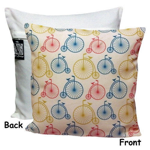 Polyester Cotton Vintage Cycle Printed Cushion Cover