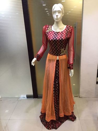Lehenga Salwar Suits - Net, Georgette, 54 Inch, Maroon | Hand Embroidered, Elegant Design, Comfortable Fit, Stylish Party Wear