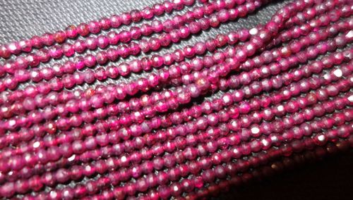 Natural Garnet Micro Faceted Rondelle - 13 Inch Strand, 3mm-4mm Size, Rich Red Color, 20-50 Grams Weight