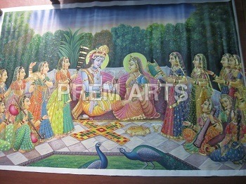 Oil Painting Of Radha Krishna Medium: Water Color