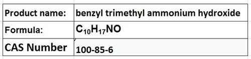 Benzyl Trimethyl Ammonium Hydroxide Solution, CAS 100-85-6, CââHââ
NO | Organic Base, Quaternary Salt, Water/Methanol Soluble, 99% Purity, Surfactant, Phase-Transfer Catalyst