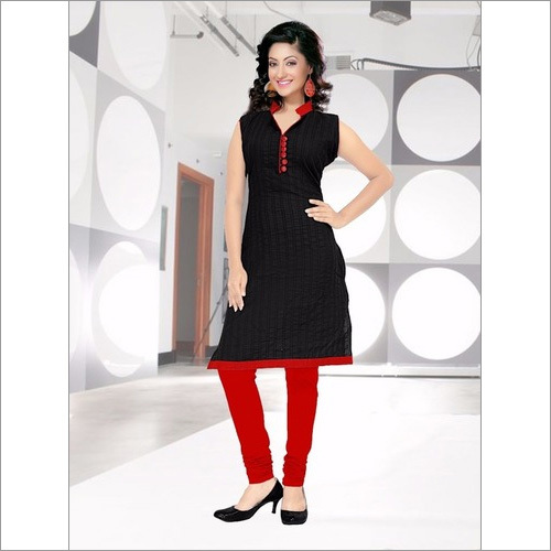 Designer Cotton Kurti - Cotton, Size L/XL, Color Black | Simple, Sleeveless Design for Ladies, Plain Pattern