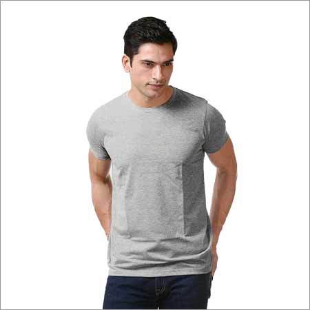 Men's Basic Round Neck Half Sleeve Melange Grey T-Shirt
