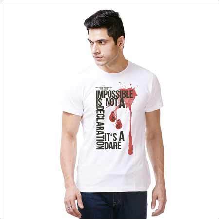 Mens Tshirt Round Neck Half Sleeve White