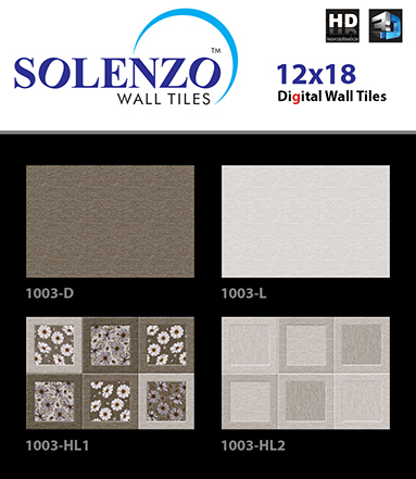 Glossy Wall Tiles 300x450 mm Ceramic, Grey, 8mm Thick | Water Resistant, Easy Cleaning, Stylish Patterns