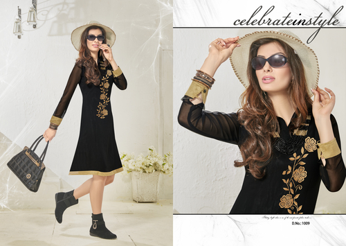 Blackl Black Georgette Kurti