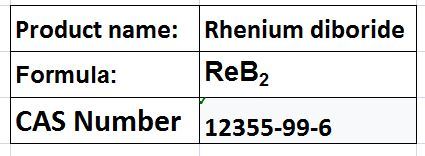 Rhenium Diboride - Synthetic Superhard Material, Hexagonal Crystal, Density 12.2 g/cm³ | Diamond-like Hardness, High-Temperature Use, Wear-Resistant