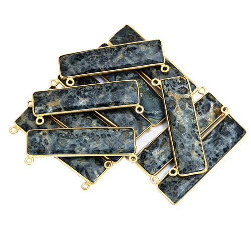 Sterling Silver Kambaba Jasper Gold Plated Pendant