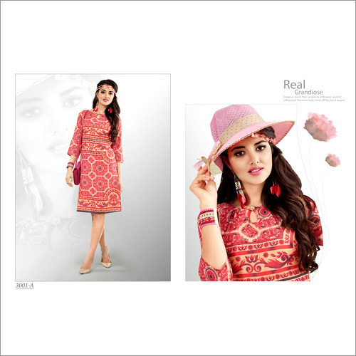 Red Digital Printed Kurtis