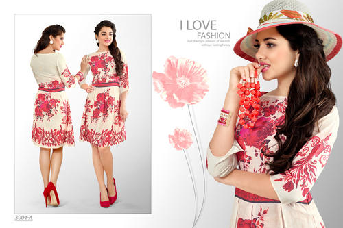White And Pink Ladies Fancy Kurtis