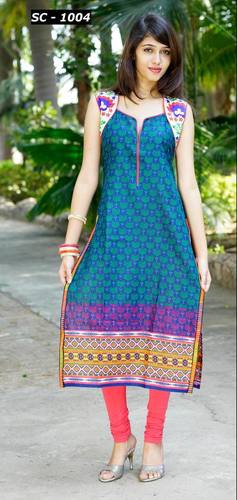 Blue Sleeveless Kurtis