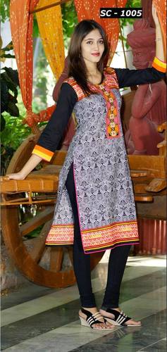 Summer Kurtis - Mix Color , Embroidered Pattern for Ladies in L & XL with 3-4th Sleeve Style