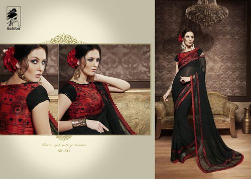 Black And Red Saree