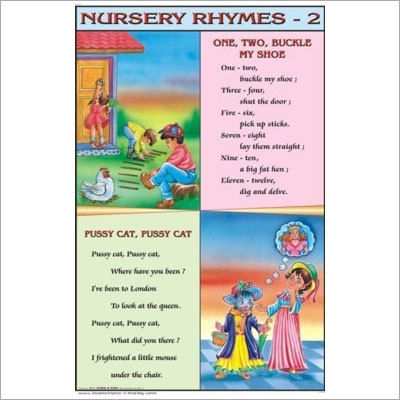 One Two Buckle My Shoe, Pussy Cat Pussy Cat Nursery Rhymes Chart