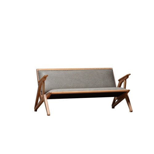 Wooden three seater sofa