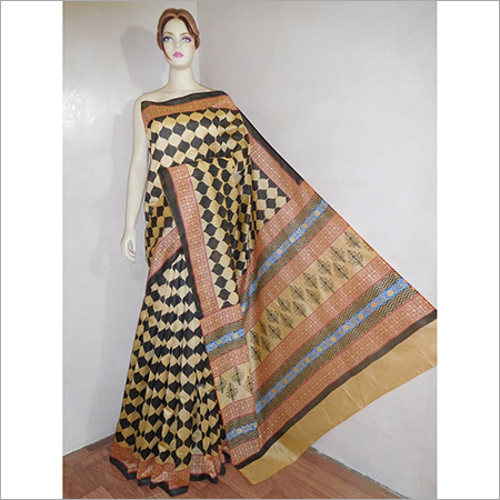 Golden Chanderi Silk Handwoven Daily Wear Saree