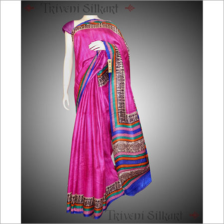 Pink Tussar Ghicha Silk Saree