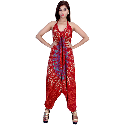 Maroon Rayon Mandala Jumpsuit