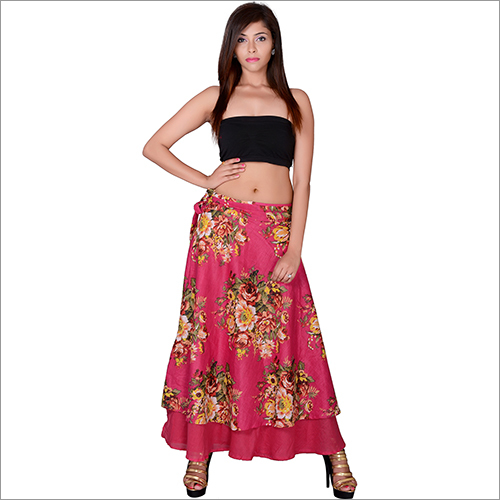 Pink Cotton Umbrella Wrap Around Skirts