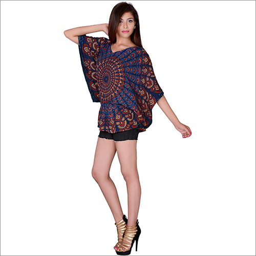 Blue Rayon Mandala Tops