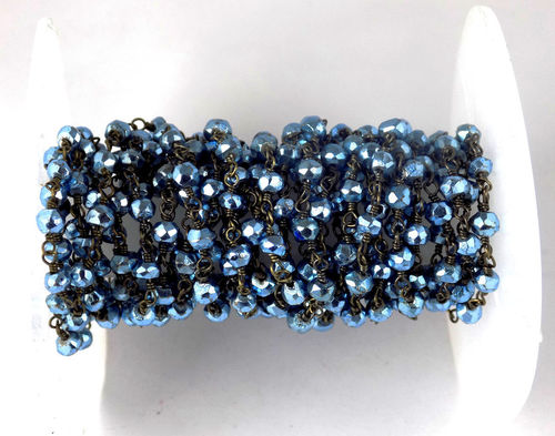 Round Brilliant Cut Faceted Beaded Chain
