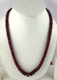 Natural Ruby Necklace - 18 Inch 1 Strand Faceted Rondelle 6-10mm Beads , Elegant Red Jewelry With Round Shape
