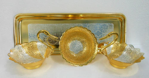Gold & Silver Coated Brass Bowl Corporate Gift Set