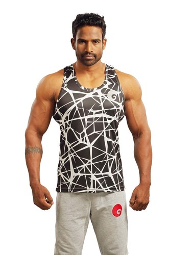 Stringer Criss Cross Gym Tank - Polyester, Sizes S-XXL, Black | Lightweight, Breathable, Stretchable, Iconic Bodybuilding Wear