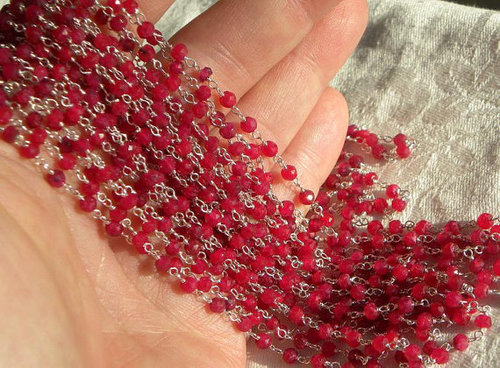 Round Brilliant Cut Faceted Beaded Chain