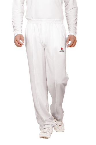 Mens Cricket Trouser - Polyester/Cotton Blend Sizes S-XXL Color: White | Excellent Stretch Moisture Treatment Lightweight Comfort