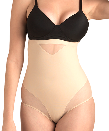 Polyester Women High Waist Shaper Brief Beige