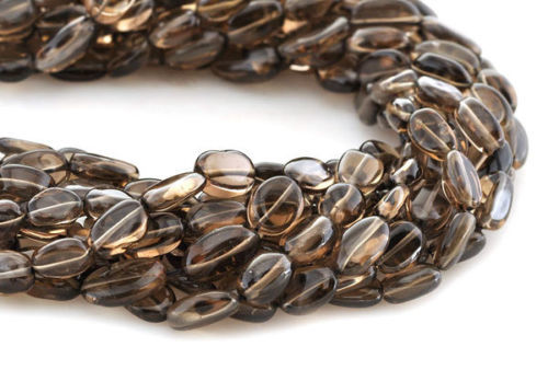 Natural Smoky Quartz - Oval Puff Beads | Elegant High Quality Brown Gemstone