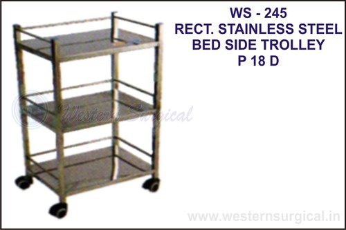Rect. Stainless Steel Bed Side Trolley
