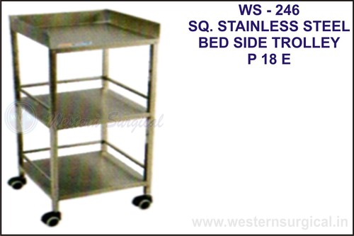 Sq. Stainless Steel Bed Side Trolley
