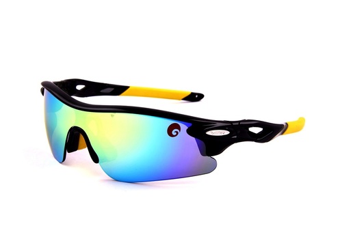 Cricket Sunglasses - Polycarbonate Frame, Revo Lenses, Yellow Color | Non-Polarised, 100% UVA/B Protection, Stylish Sports Design