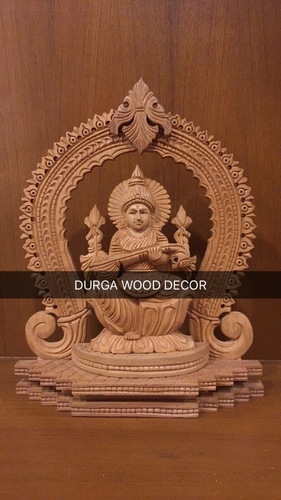 Wood Maa Saraswati Wooden Statue
