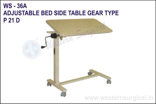 Stainsteel Adjustable Bed Side Table Gear Type