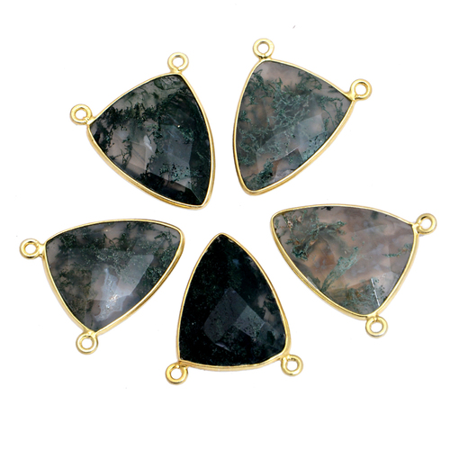 Gold Plated Moss Agate Sterling Silver Pendant
