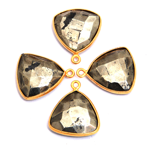Gold Plated Pyrite Triangle Shape Pendant