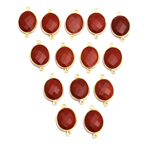 Gold Plated Red Agate Sterling Silver Connectors