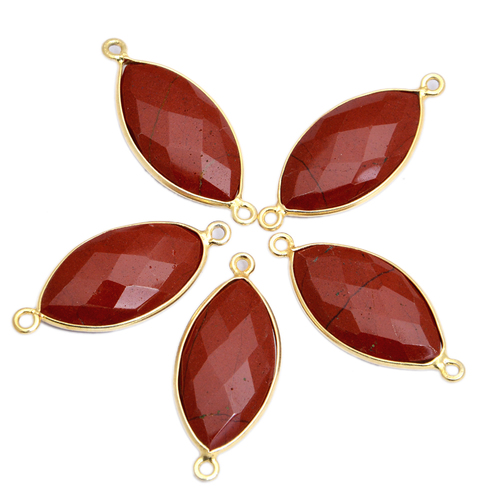 Gold Plated Red Agate Marquise Connector