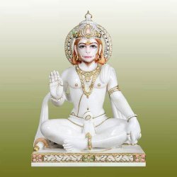 Marble Hanuman Sitting Statue
